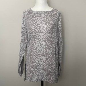 Grey Leopard Long Tunic Sweater - Stella & Dot - Size M